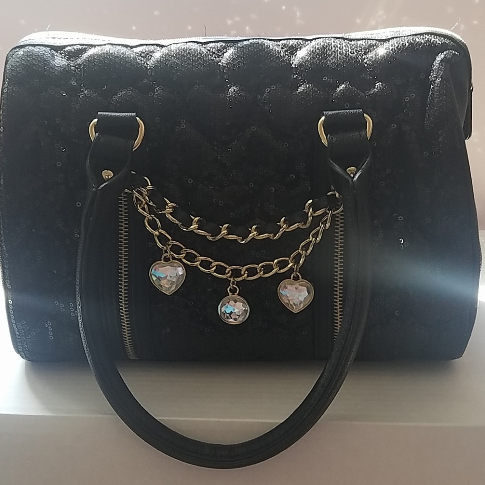 Sequin Heart Quilted Purse by Betsey Johnson